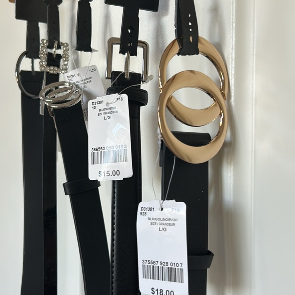 Le Chateau Black Belts with Gold and Silver Accents